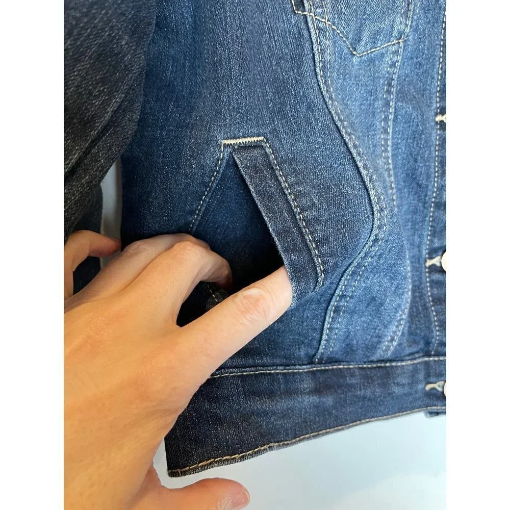 Kidpik Blue Denim Cotton Blend Unlined Button‎ Down Jean Jacket Size XXL